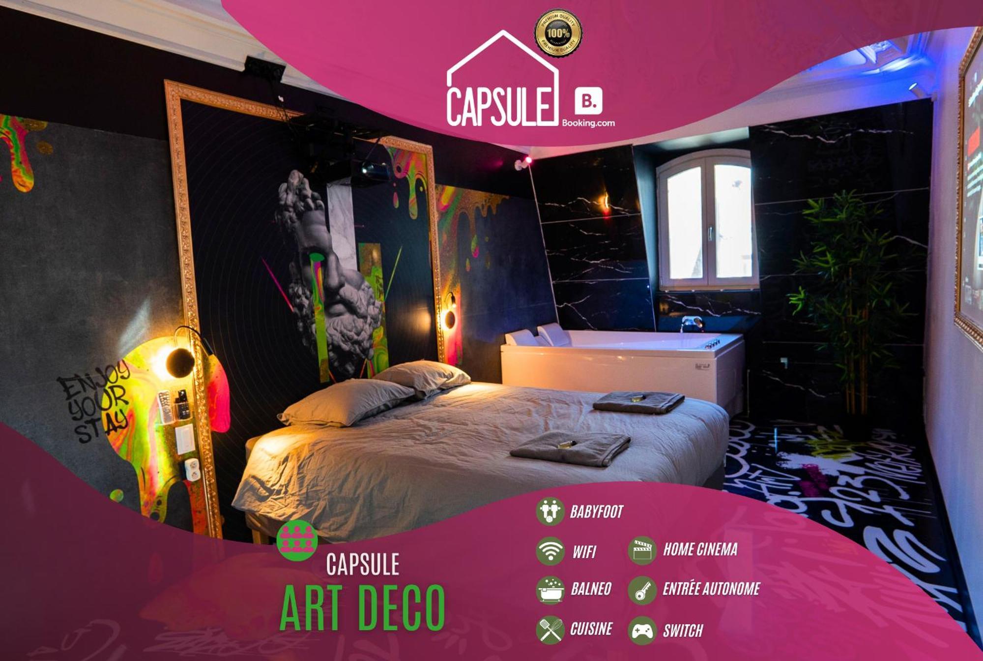 Capsule Art Deco - Jacuzzi - Netflix - Home Cinema - Arcade De Jeux & Nintendo Switch - 2 Chambres - Filet Suspendu Valenciennes Exterior foto